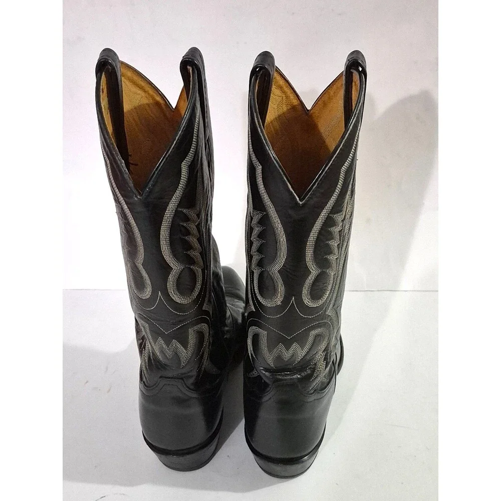 Tony Lama Style #2914 Black Leather Western Boots Men's Size 9EE USA